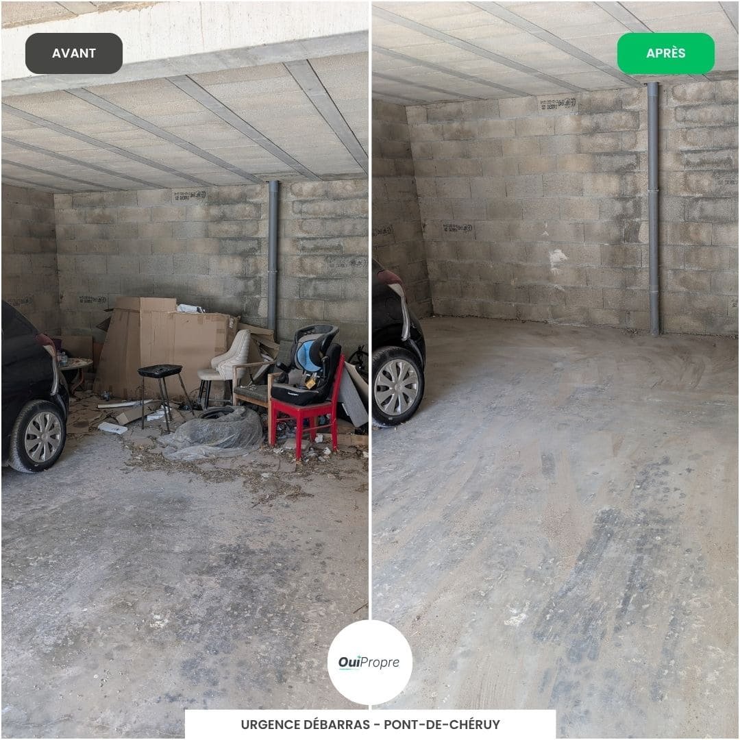 Débarras intégral d'un box de garage avant et après