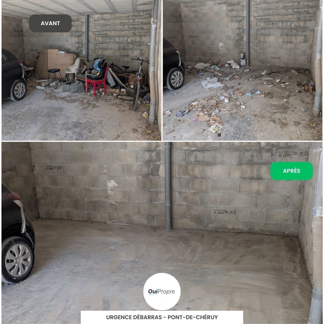 Débarras intégral d'un box de garage avant et après
